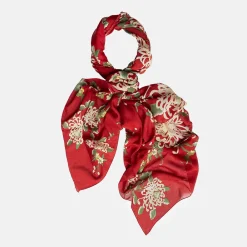 Red Chrysanthemum Scarf>Caroline Gardner Store