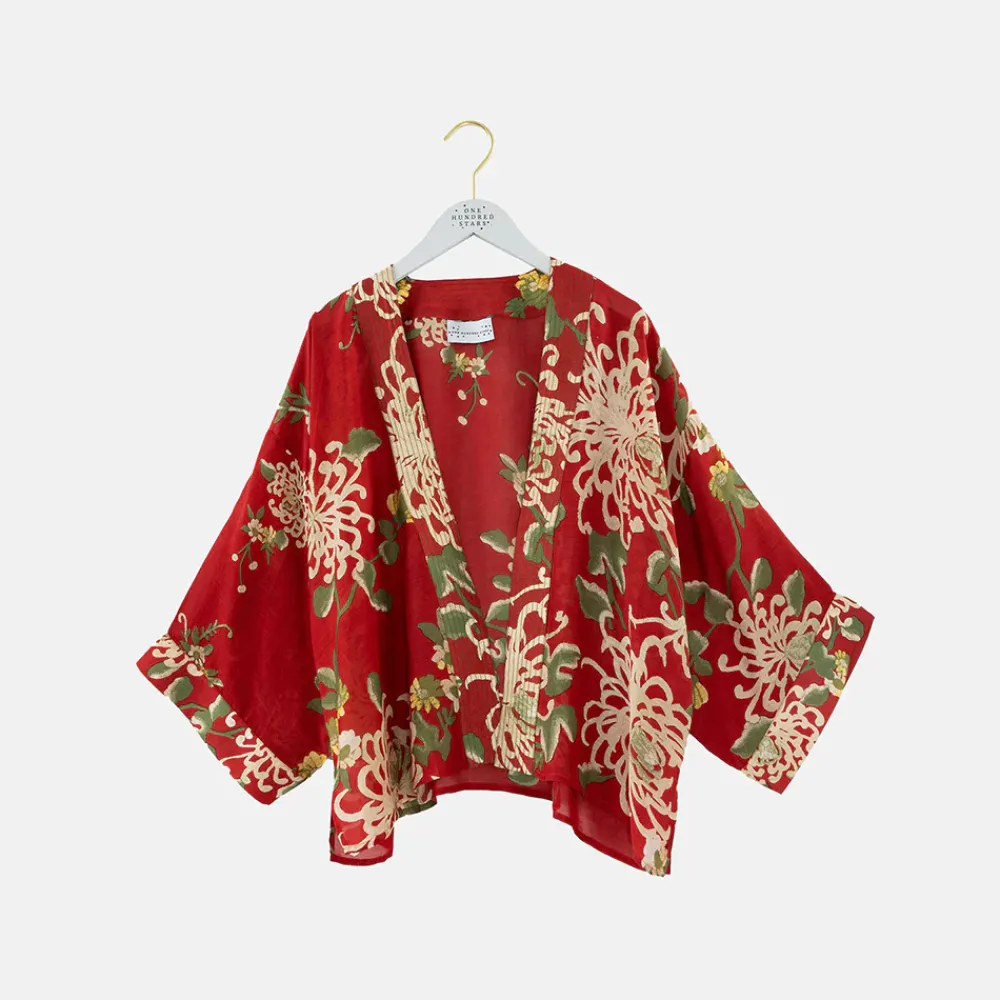 Red Chrysanthemum Short Kimono>Caroline Gardner Discount