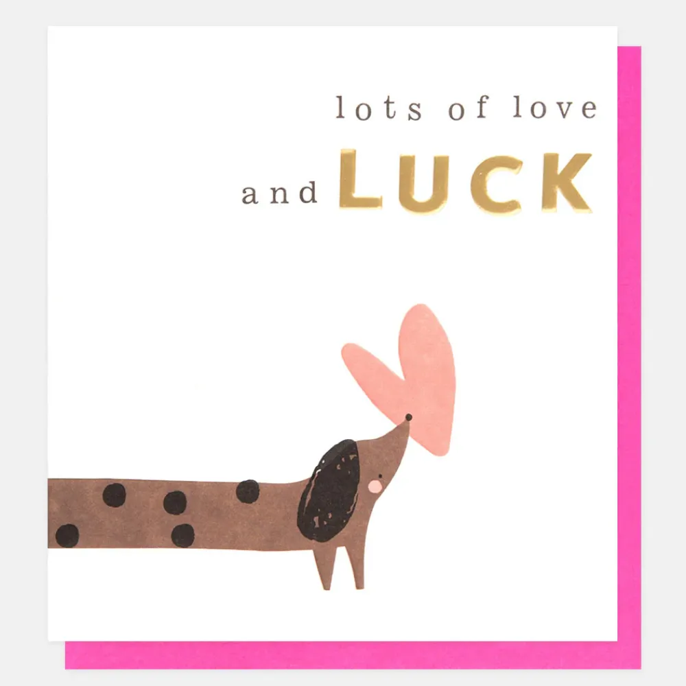 Sausage Dog & Heart Good Luck Card>Caroline Gardner Cheap