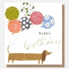 Sausage Dog With Balloons Birthday Cards>Caroline Gardner Hot