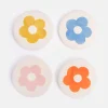 Set of 4 Stoneware Flower Coasters>Caroline Gardner Hot