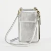 Silver Leather Phone Bag>Caroline Gardner Store