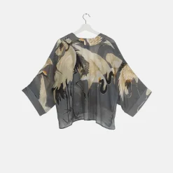 Slate Grey Stork Short Kimono><noscript><img width=