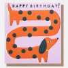 Spotty Sausage Dog Happy Birthday Card>Caroline Gardner Hot
