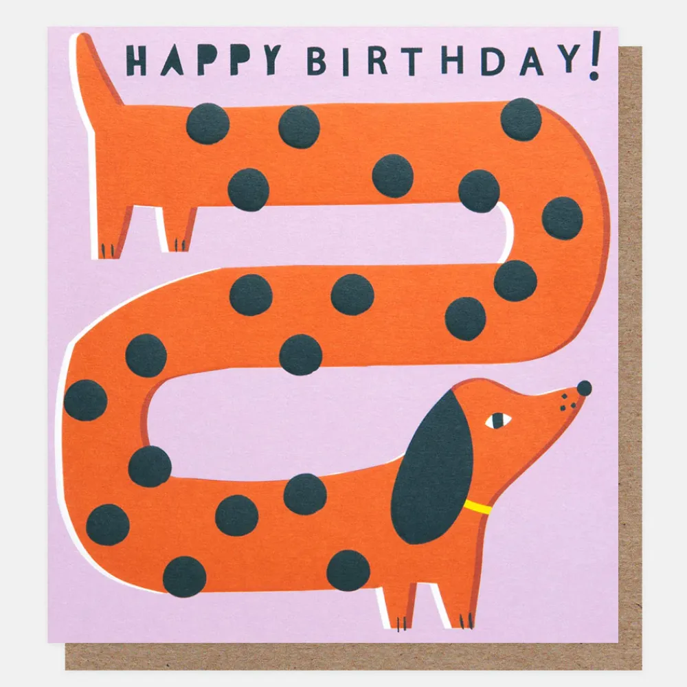 Spotty Sausage Dog Happy Birthday Card>Caroline Gardner Hot