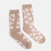 Taupe/Cream Hearts Cashmere Bed Socks>Caroline Gardner Shop