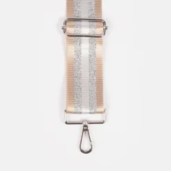 Taupe/Silver Stripe Webbing Handbag Strap>Caroline Gardner Cheap