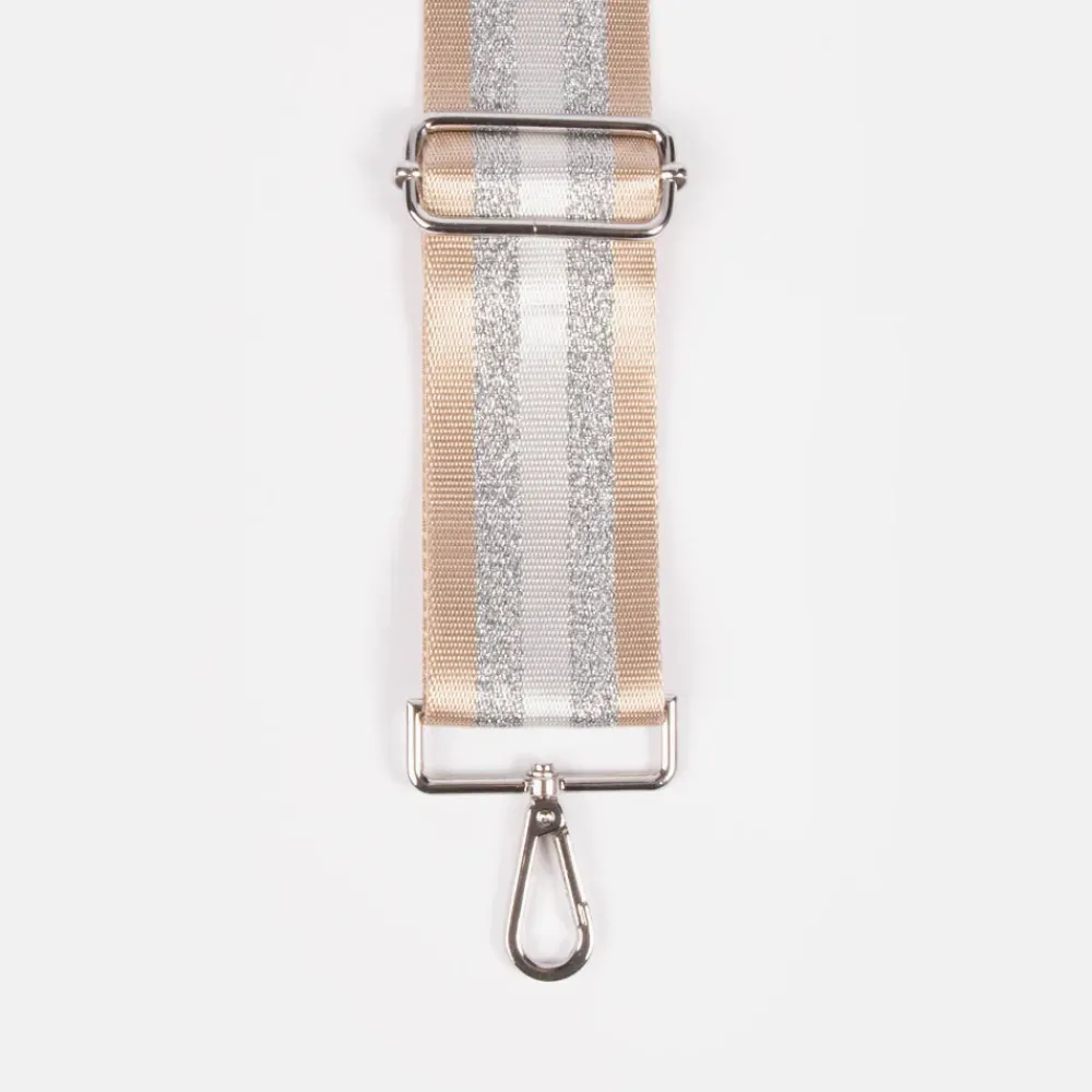 Taupe/Silver Stripe Webbing Handbag Strap>Caroline Gardner Cheap