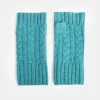 Teal Cashmere Cable Knit Wrist Warmers>Caroline Gardner Sale