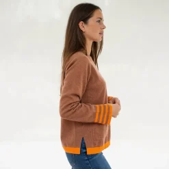Toffee/Orange Pure Cashmere Jumper><noscript><img width=