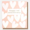 White Hearts On Pink 1st Anniversary Card>Caroline Gardner Outlet