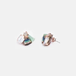 White Opal Bee Stud Earrings>Caroline Gardner Online