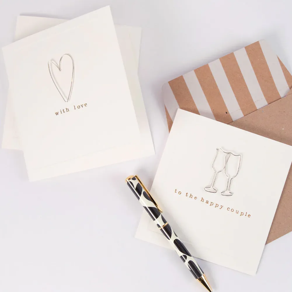 Wire Champagne Flutes Happy Couple Card>Caroline Gardner Shop