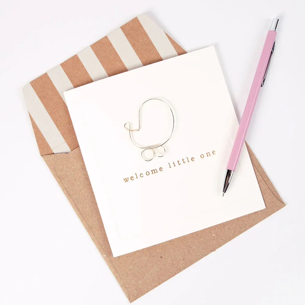 Wire Pram New Baby Card>Caroline Gardner Online