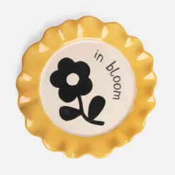 Yellow Mono Floral Ceramic Plate>Caroline Gardner New