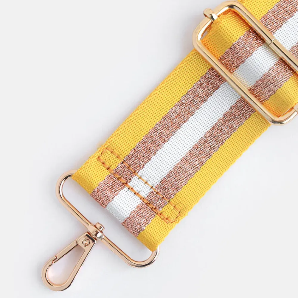 Yellow/Gold/Cream Stripe Webbing Handbag Strap>Caroline Gardner New